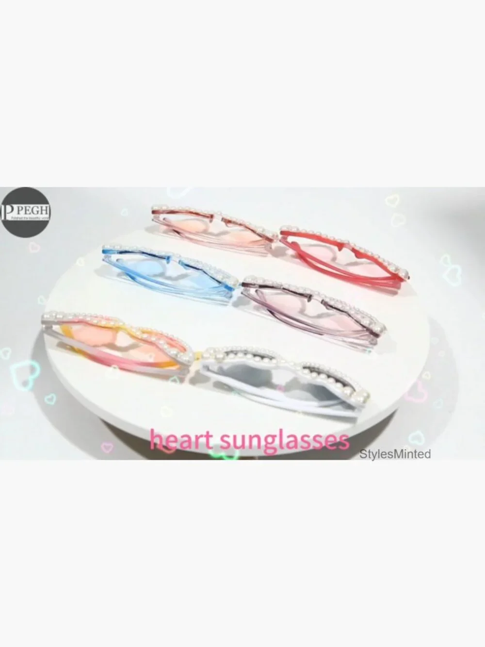 Heart Shaped Pearl Sunglasses Cat Eye Bling UV400 Protection for Kids
